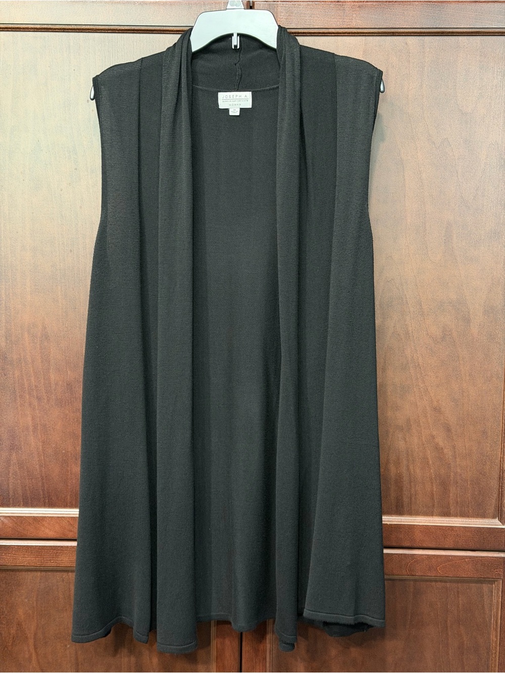 Joseph A Black Open Front Sleeveless Cardigan Vest